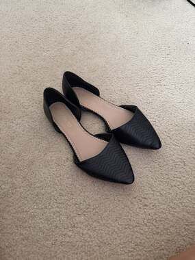 Restricted Pointed Toe D'Orsay Flats Size 10 Black Perforated